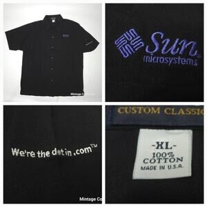 VINTAGE SUN MICROSYSTEMS WE'RE THE DOT IN .COM SHORT SLEEVE BUTTON SHIRT SIZE XL